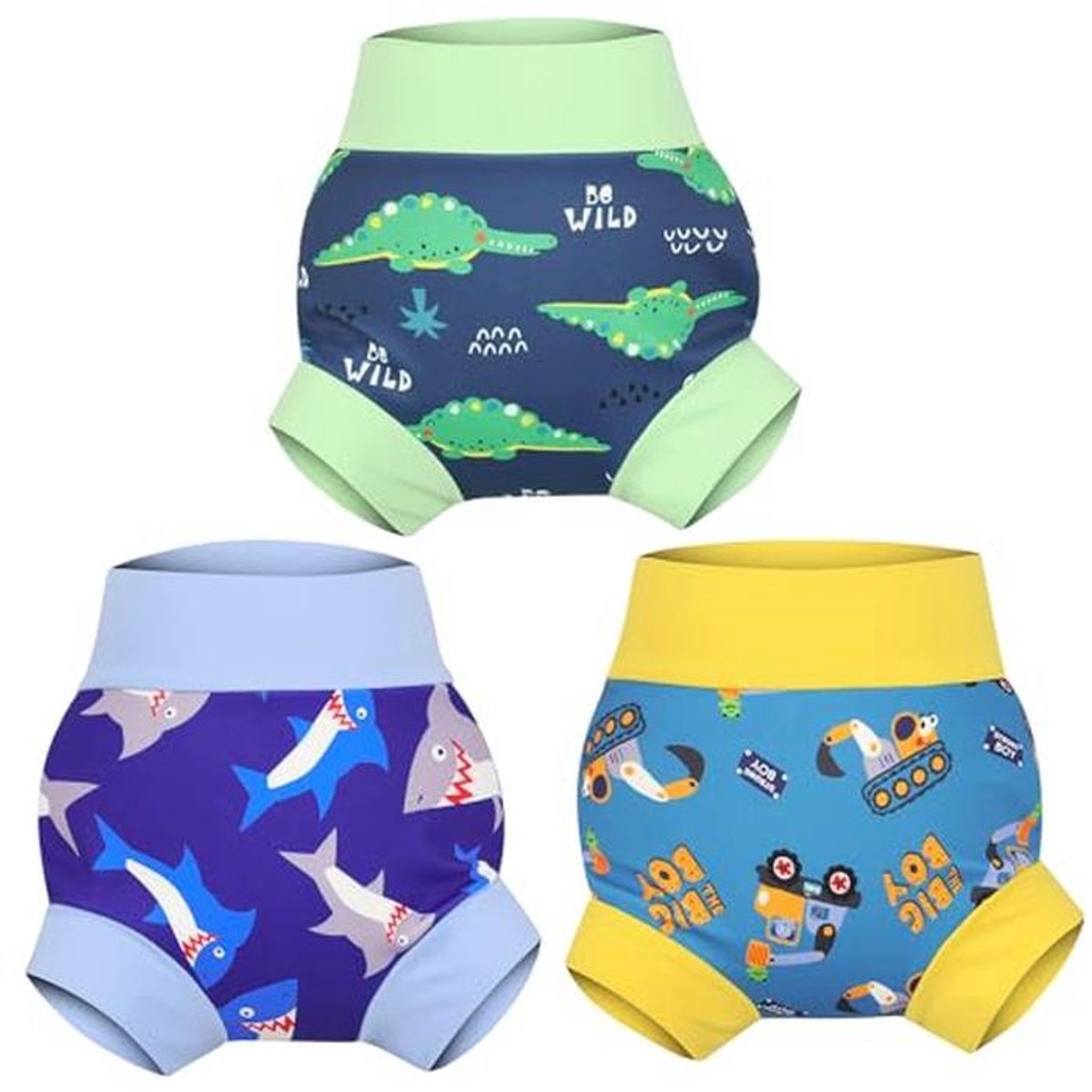 Herbruikbare zwemluiers voor baby's - waterdichte zwembroek voor jongens en meisjes, groen, maat L/4T/4 jaar