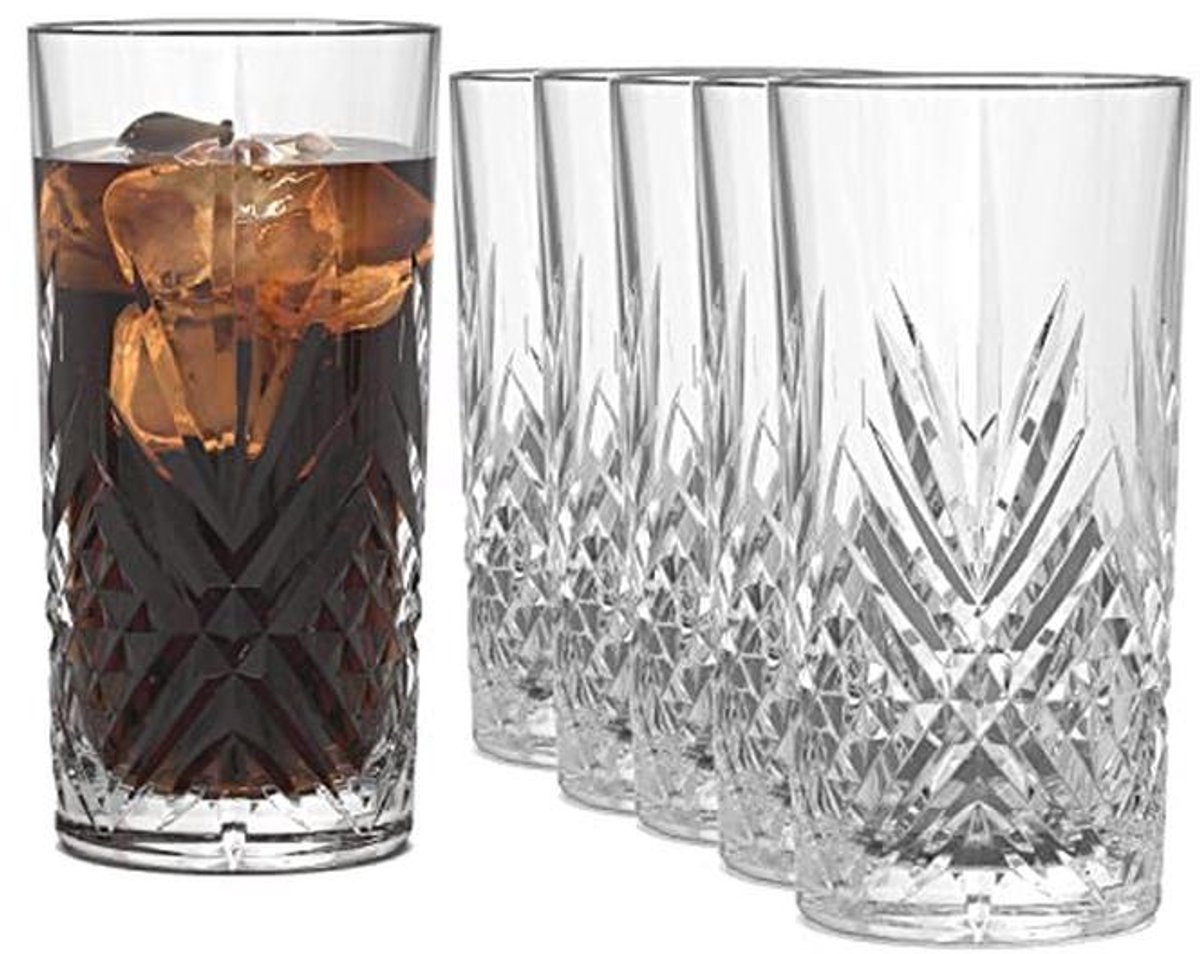 Set van 6 Waterglazen 365 ml - Longdrink-, Gin Tonic & Latte Macchiato Glazen