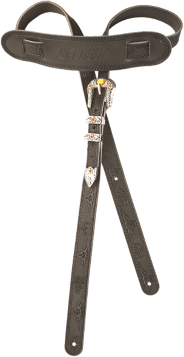 Gretsch Vintage Tooled Leather Strap Black - Gitaarband