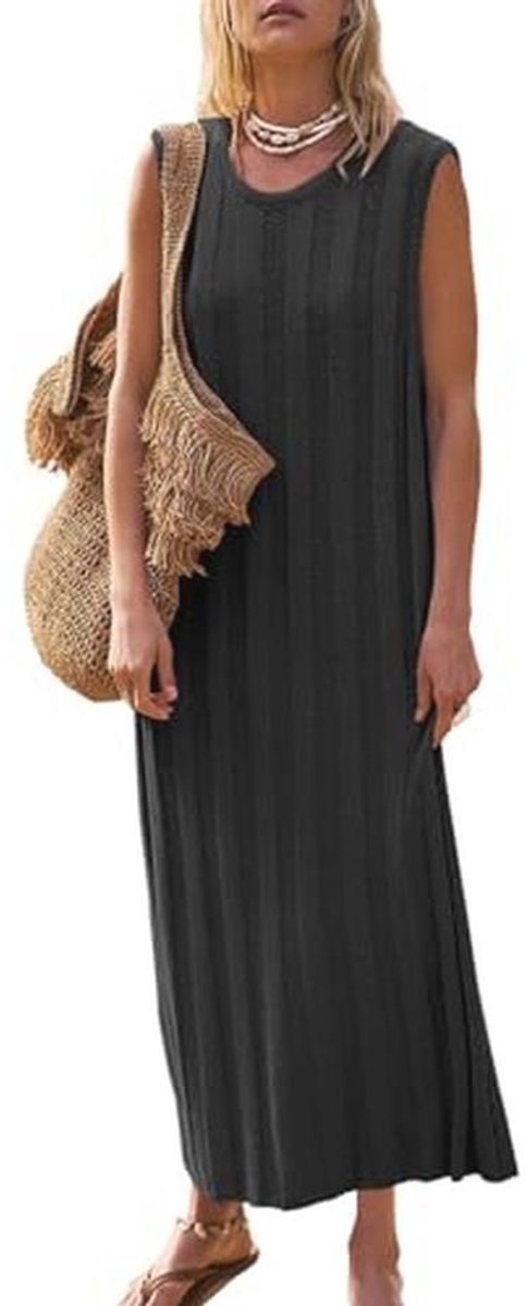 Zomerjurk voor dames - Mouwloze strandjurk met ronde hals