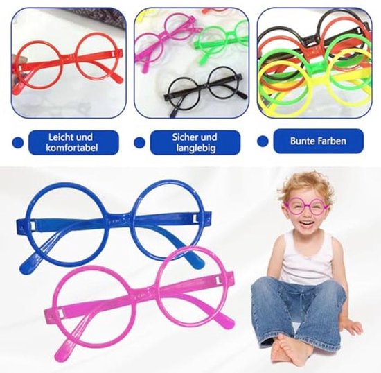 Pack van 6 Ronde Kinderbril - Mode Brillen voor Kinderen, Feestelijke Zonnebrillen in Diverse Kleuren van Merkloos — afbeelding 3