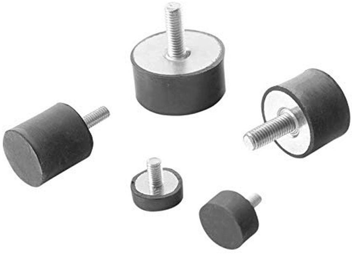 Rubber metalen meubelvoet met eenzijdige schroefdraad - Type D in verschillende maten