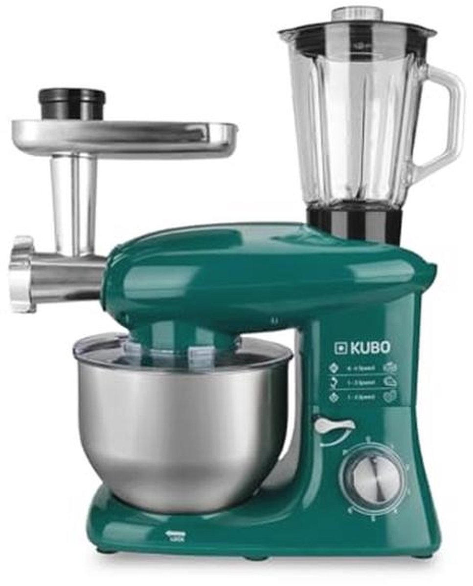 Keukenmachine met 7 accessoires voor veelzijdig koken - Groen - 6 Liter