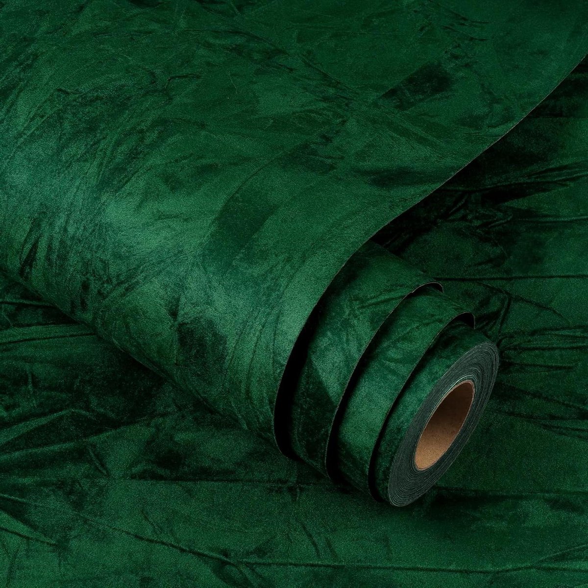 Provento - Zelfklevend Donkergroen Wandbehang Fluwelen Stof 40 x 200 cm - Meubels Slaapkamerbehang