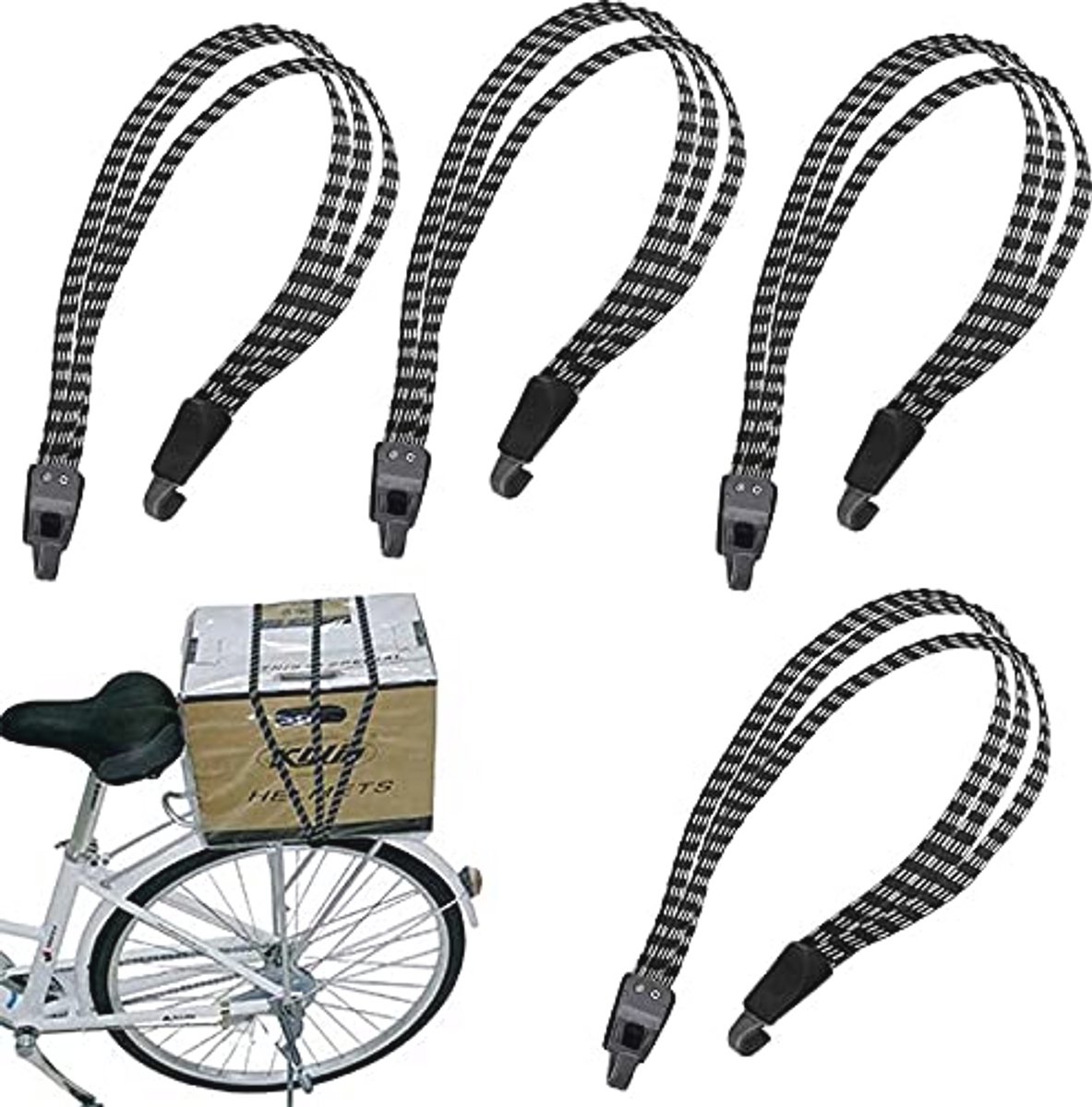 4Pcs 3-in-1 Elastische Bagagestrap - Verstelbare Fietslading, Perfect voor Buiten