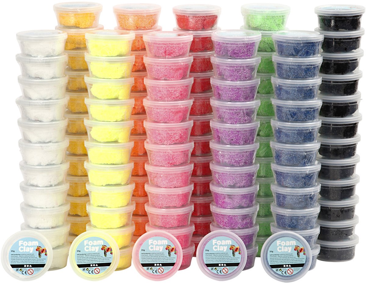 Foam Clay Assorti – Kinder Klei Set – Zelfhardende Foam Clay – 10x12 Potjes