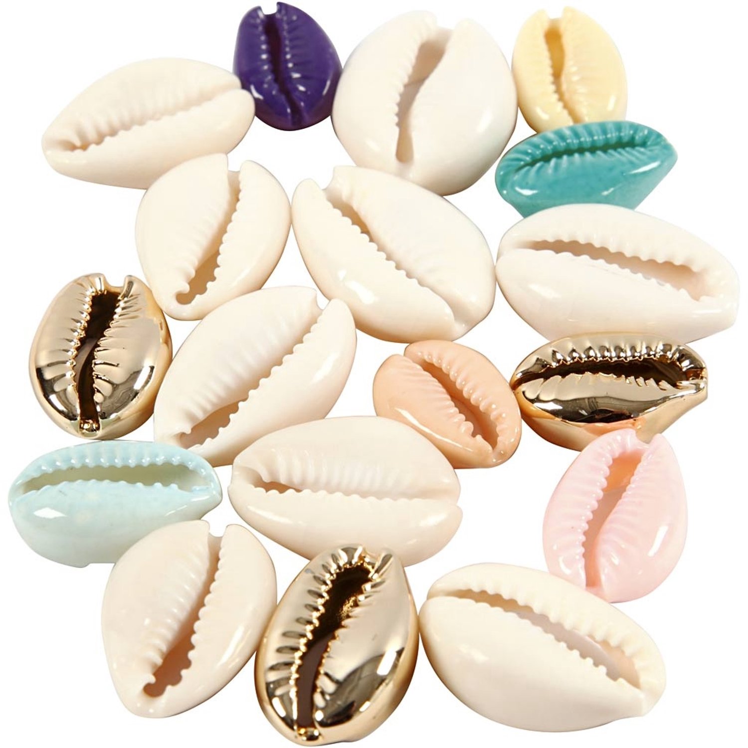 Schelpen, l: 20 mm, 75 stuks, diverse kleuren