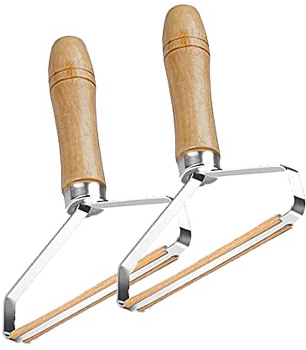 Pluisverwijderaar Tapijt en Kleding - Handmatige Schraper met Houten Handvat, 2-Pack
