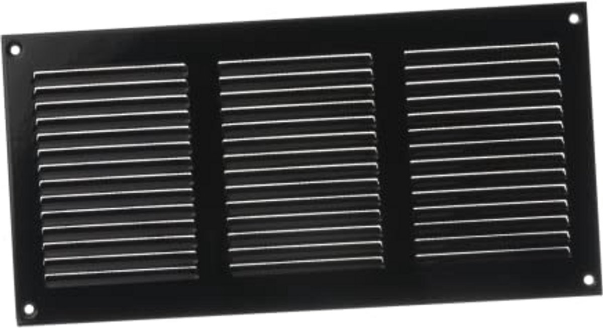 Ventilatierooster 300x150mm met Insectenhor - Metalen Toevoer- en Afvoerrooster - Zwart