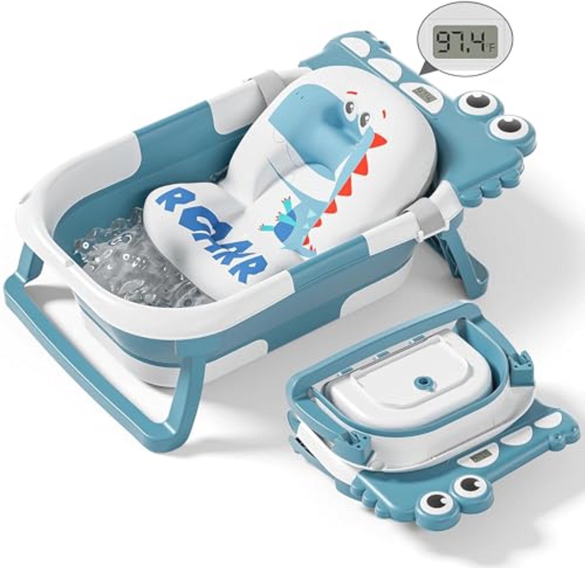Opvouwbare babybadkuip met thermometer en drijfkussen