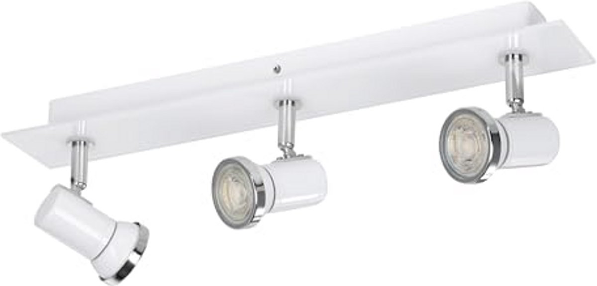 Moderne plafondlamp met 3 lichtpunten in staal en chroom