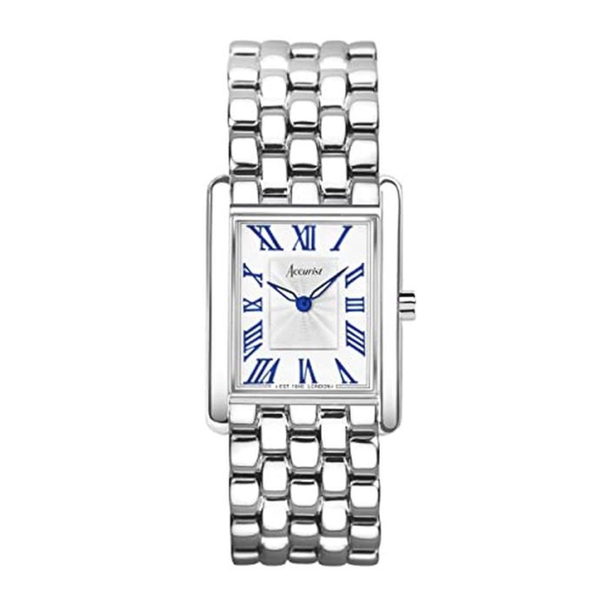 Dames rechthoekig 26mm quartz horloge met analoog display in wit en blauw