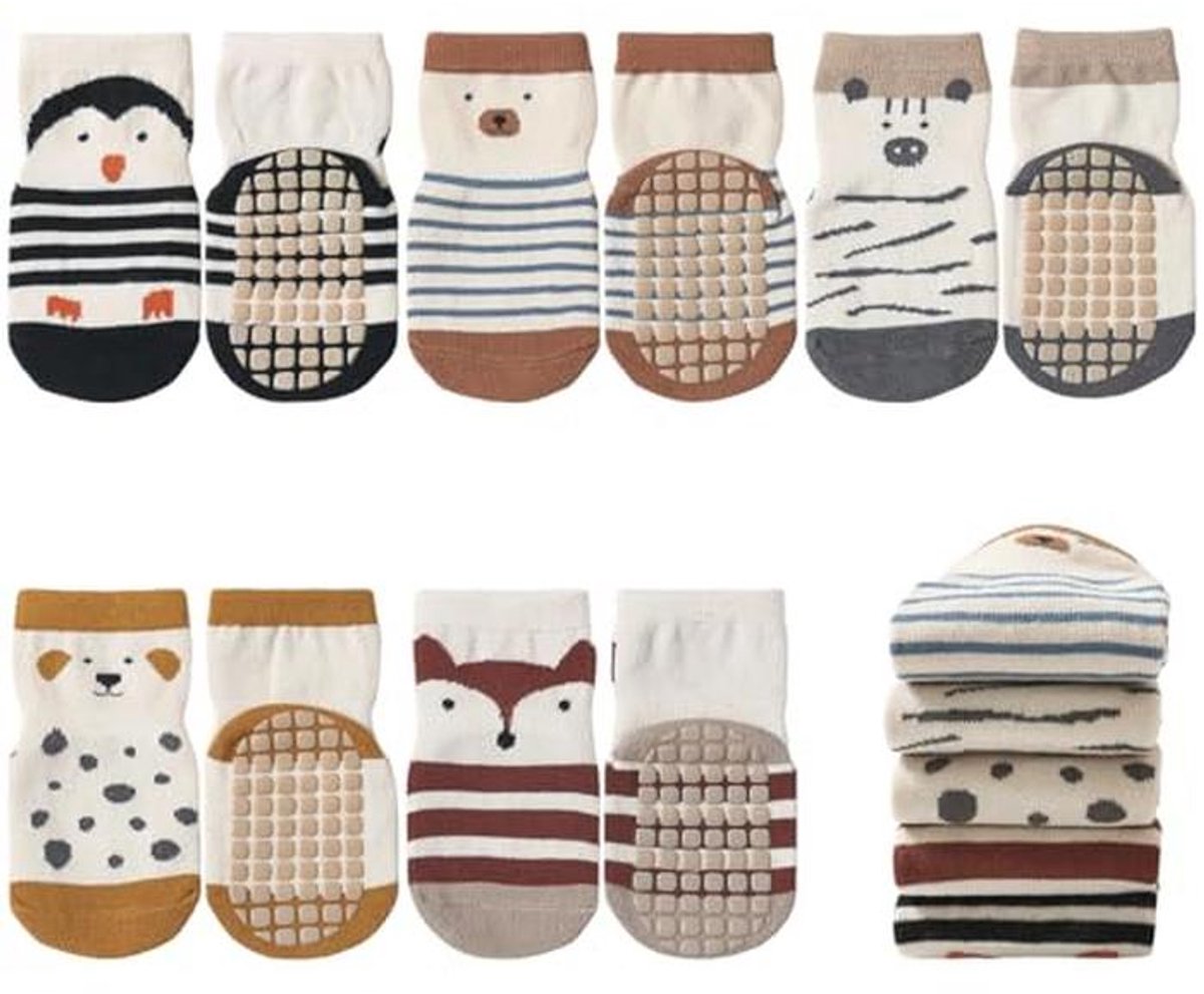 Antislip Babysokken voor Meisjes en Jongens - Katoenen Sportsokken voor Peuters en Kleuters, Set van 0-5 Jaar