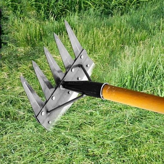 Robuuste Onkruidhark van Koolstofstaal met 2 tot 7 Tanden - Handmatige Tuingereedschap voor Effectieve Onkruidverwijdering van Merkloos	 — afbeelding 5