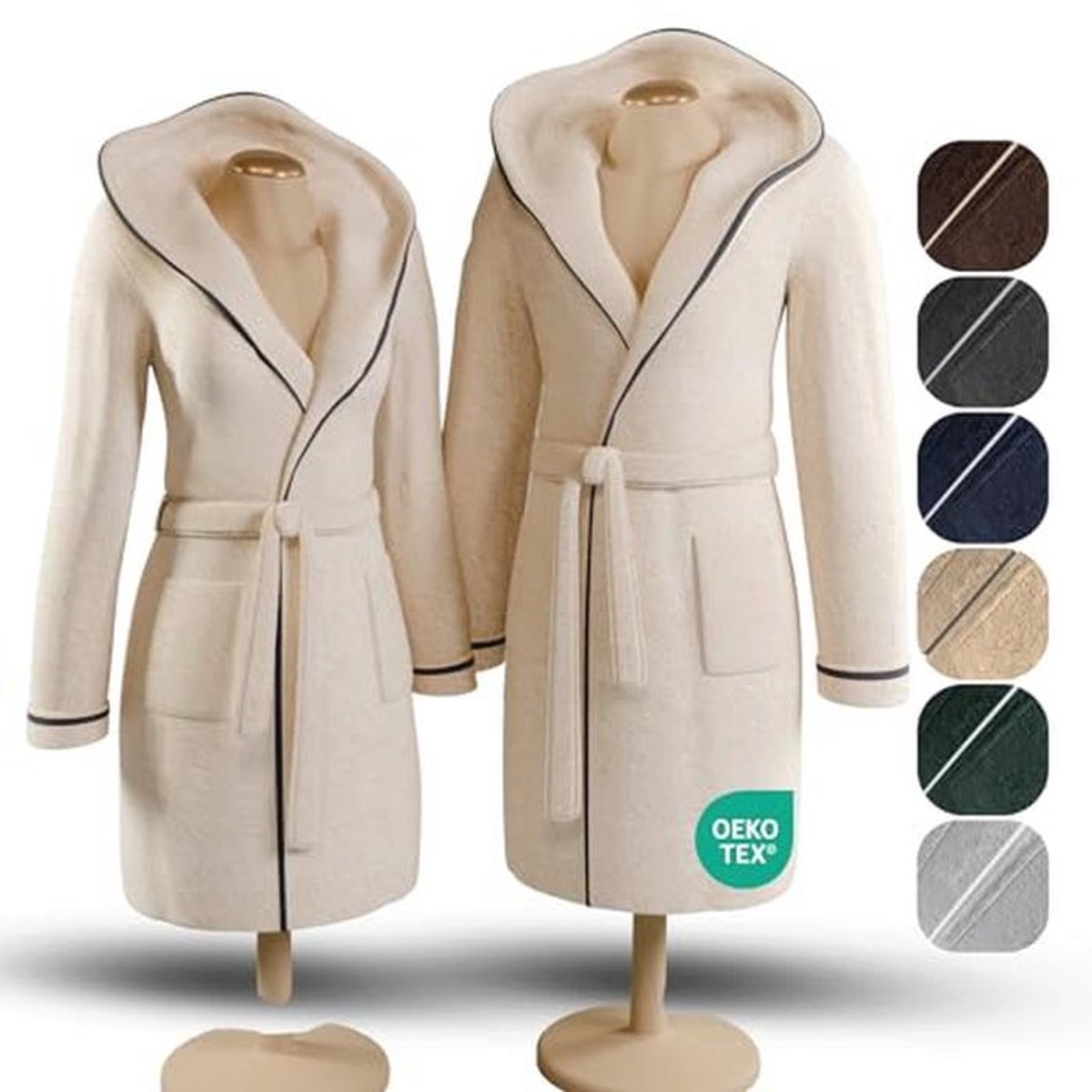 Premium Badjas voor Dames en Heren - Badstof Met Capuchon, 100% Katoen, Lange Badjas - Maat L tot 3XL, Bruin