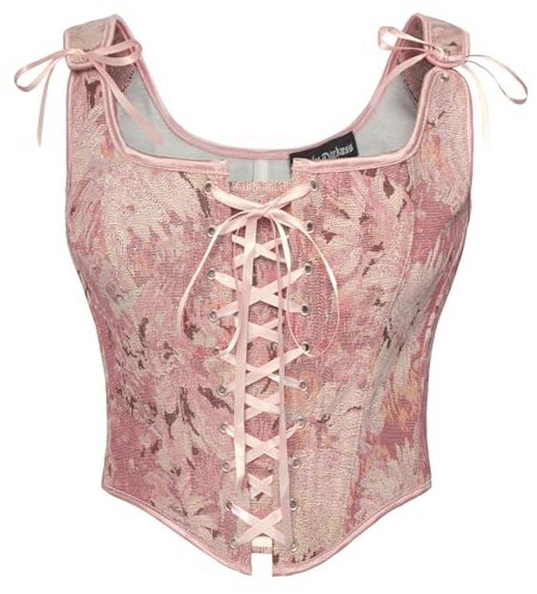 Dames Renaissance Corset Top met Bloemenprint - Vintage Corsage Vest