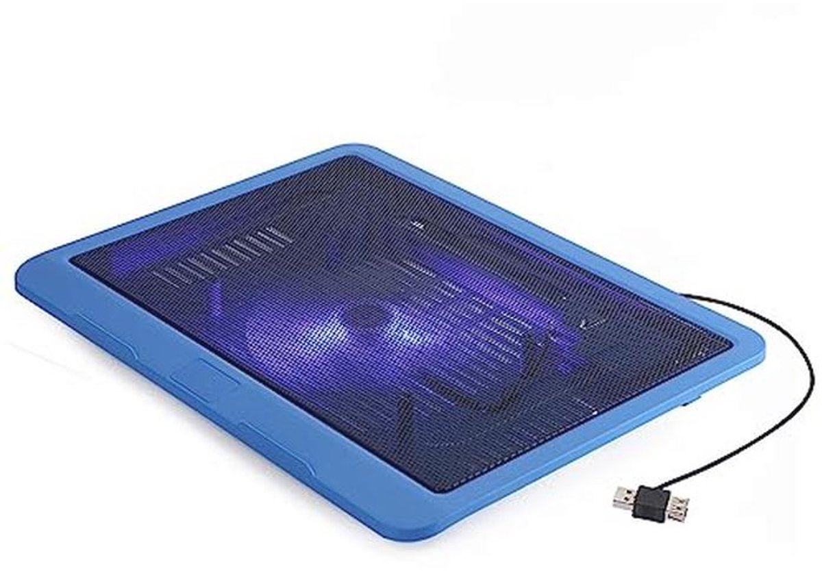 Ergonomische Laptop Cooler Pad met Grote Ventilator en Blauw LED Licht voor Notebooks tot 14 inch