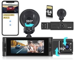 Draadloze WiFi Dashcam met 64 GB SD-kaart - FHD 1080P Auto Camera met Bewegingsdetectie en Loop-opname