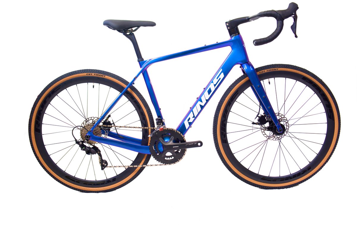 Rinos Sandman 3.0 Carbon - Gravel Fiets - Gravel Bike met SHIMANO 105 ST-R7000 - 22 versnellingen en schijfremmen - lichte fiets voor dames en heren - 700 x 40C - Kameleon Blauw Paars S-52