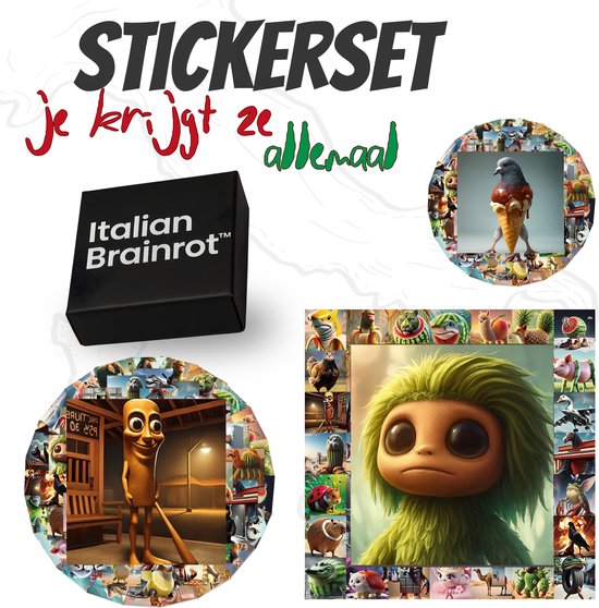 Brainrot Sticker Line Italian Brainrot™ - Square Pack - Brainrot Stickers - 62 Stuks ...