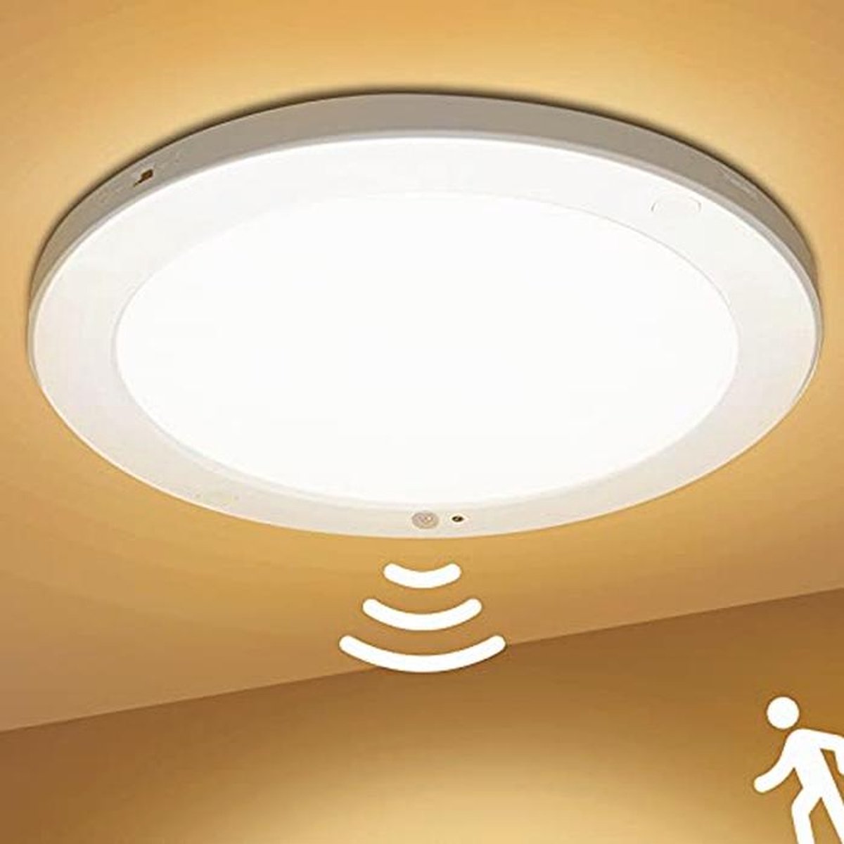 18W LED Plafondlamp met Bewegingssensor - Ultradun Ronde Lamp voor Badkamer, Balkons en Gangen