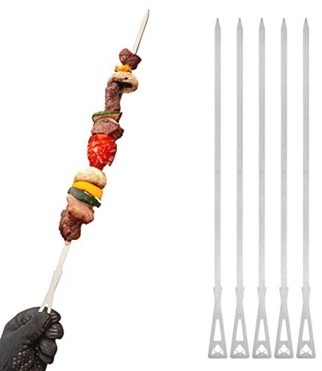 Grillspiesen RVS met Opbergtas - Set van 6 Korte Grillspiesen