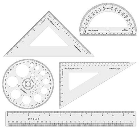 Ensemble de Géométrie avec Règles et Rapporteurs - Accessoires de Dessin Professionnels