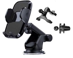 3-in-1 Telefoonhouder Auto – Dashboard, Voorruit & Ventilatierooster – Extra Stevig, 360° Draaibaar & Universeel
