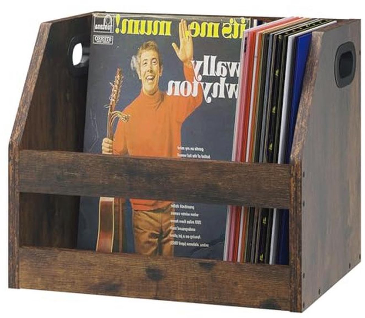 Vinyl Album Opberghouder en Desktop Organizer - Trapeziumvormige Bokken voor Mappen, Boeken en Fotoalbums - Bruin 38 × 29 × 29 cm