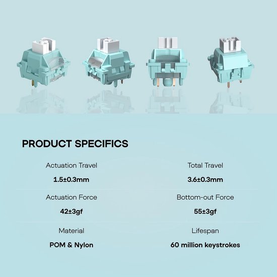 Lineaire Mechanische Toetsenbord Switches 100 Stuks voor Gaming Toetsenborden — afbeelding 4