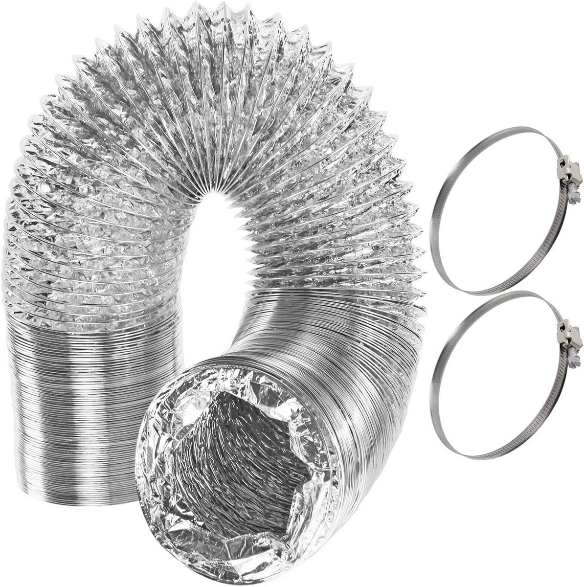 Universele 5 meter Extra Lange Aluminium Flexibele Afvoerslang 100 mm met Slangklemmen