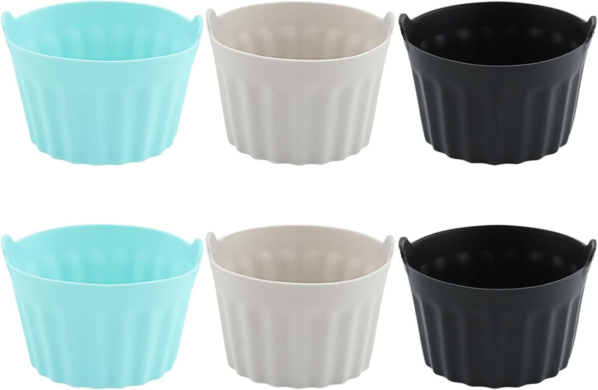 Famanu – Voedselveilige siliconen ramekins voor airfryer - universele airfryer accessoires met handvat - herbruikbaar en vaatwasserbestendig