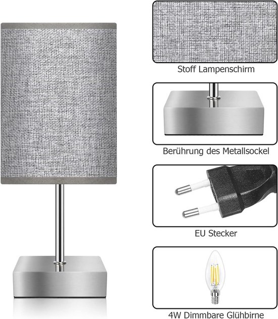 Dimbare Nachtlamp met Touch-functie en 3 Helderheidsniveaus voor Slaapkamer en Woonkamer van Merkloos — afbeelding 3