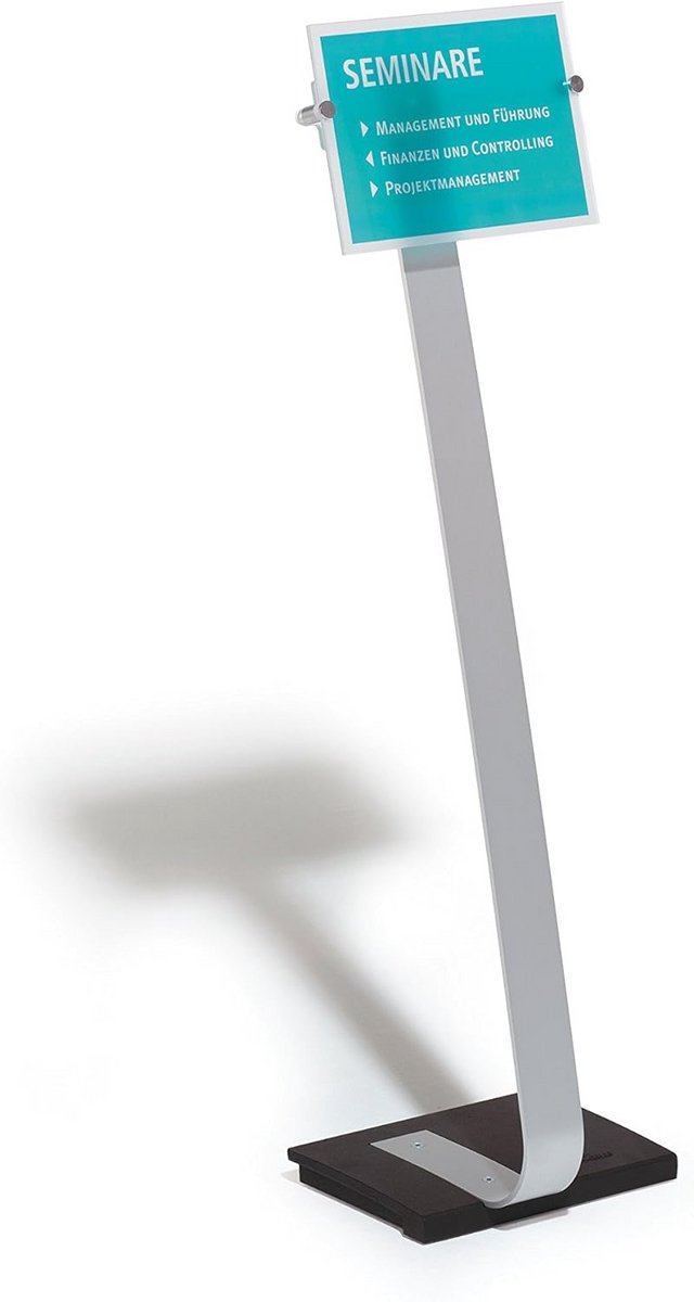 Durable 481823 Floor Stand Crystal Sign A4, rotatable from portrait to landscape format