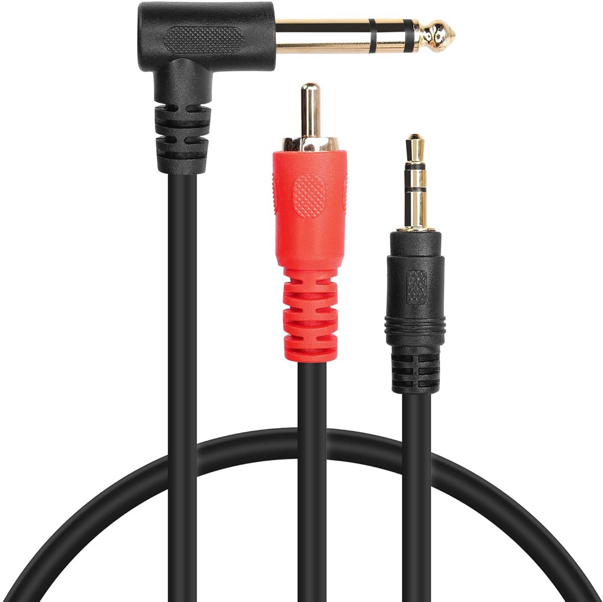 Haakse 6,35mm naar RCA Y-Splitter Audiokabel met 3,5mm Aansluiting