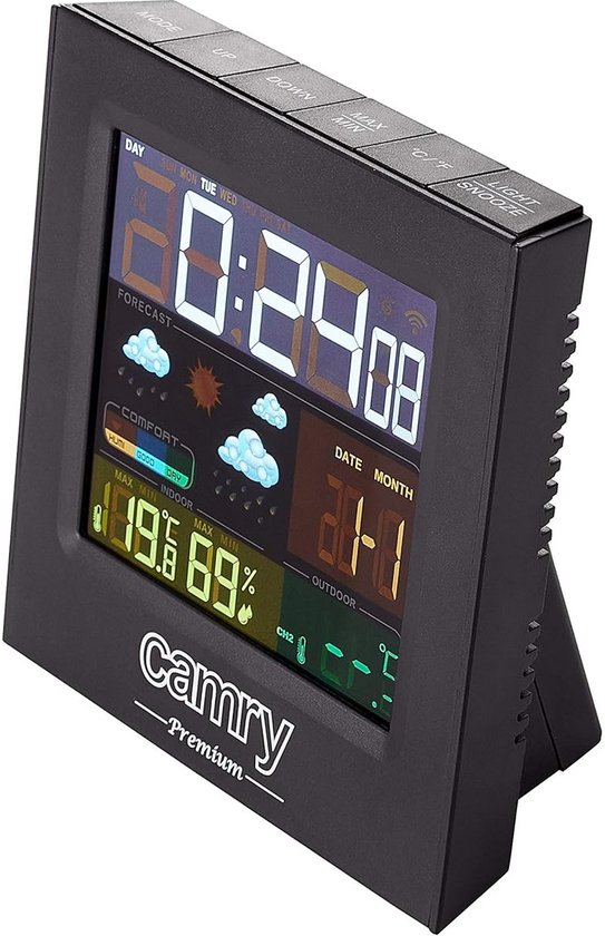 FISHTEC Weerstation – LCD-kleurenscherm, Draadloze Sensor, 3-daagse Weersverwachting, Vorstmelding