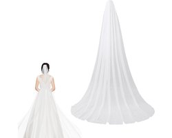 Bruids kathedraal sluierkam - lang - met metalen kam - 1 laag - sluier (118 inch) - wit - haaraccessoire - trouw - lang haar - bruidskapsel met kam - bruidsaccessoire - geschikt voor bruiloften - verschillende kleuren en formaten.