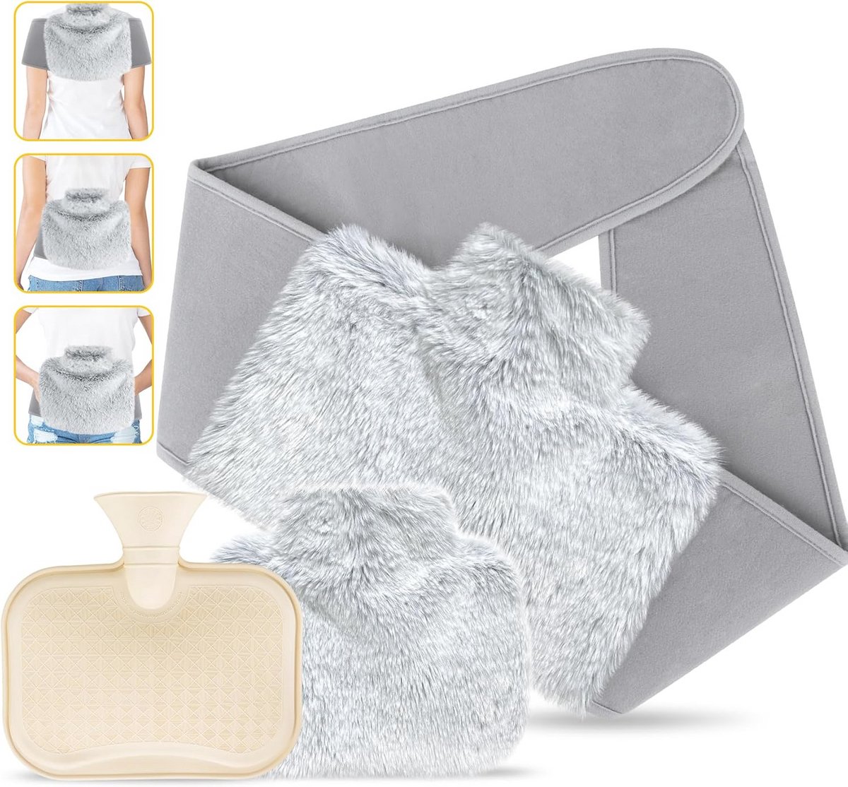 Warme Pluche Warmwaterkruik met Verstelbare Riem - Perfect voor Rug en Buikpijn