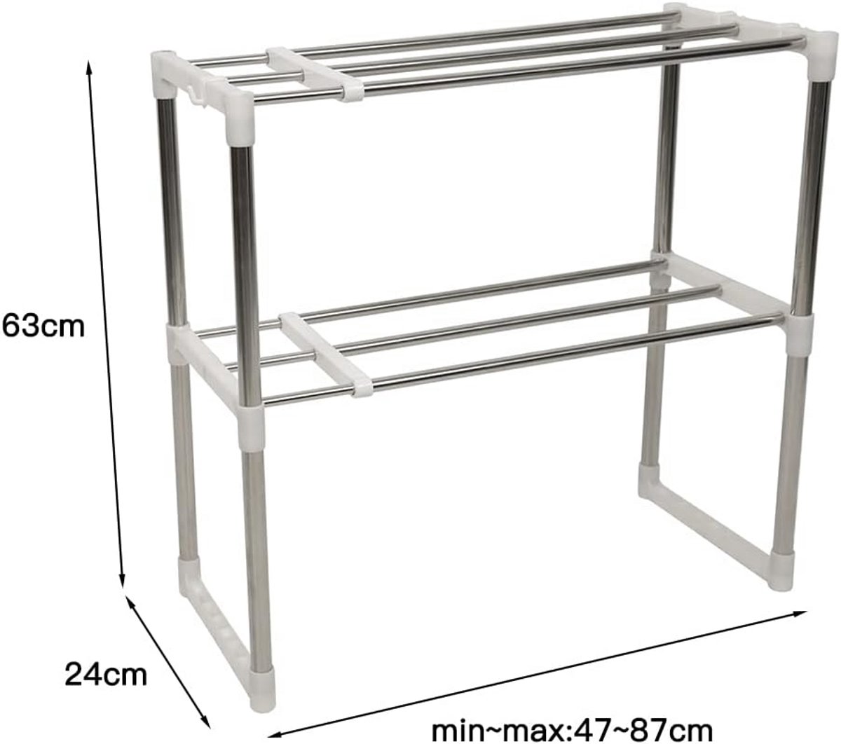 Magnetronrek Staand met 2 Verdiepingen en Haken - RVS Werkbladplank