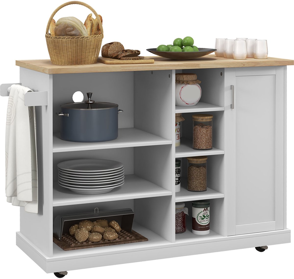 HOMCOM Keukeneiland - MDF - 129x51x93cm - Wit