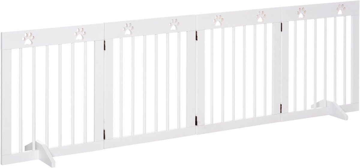 PawHut-Huisdierhekje-Grenenhout-204x30x61cm-Wit