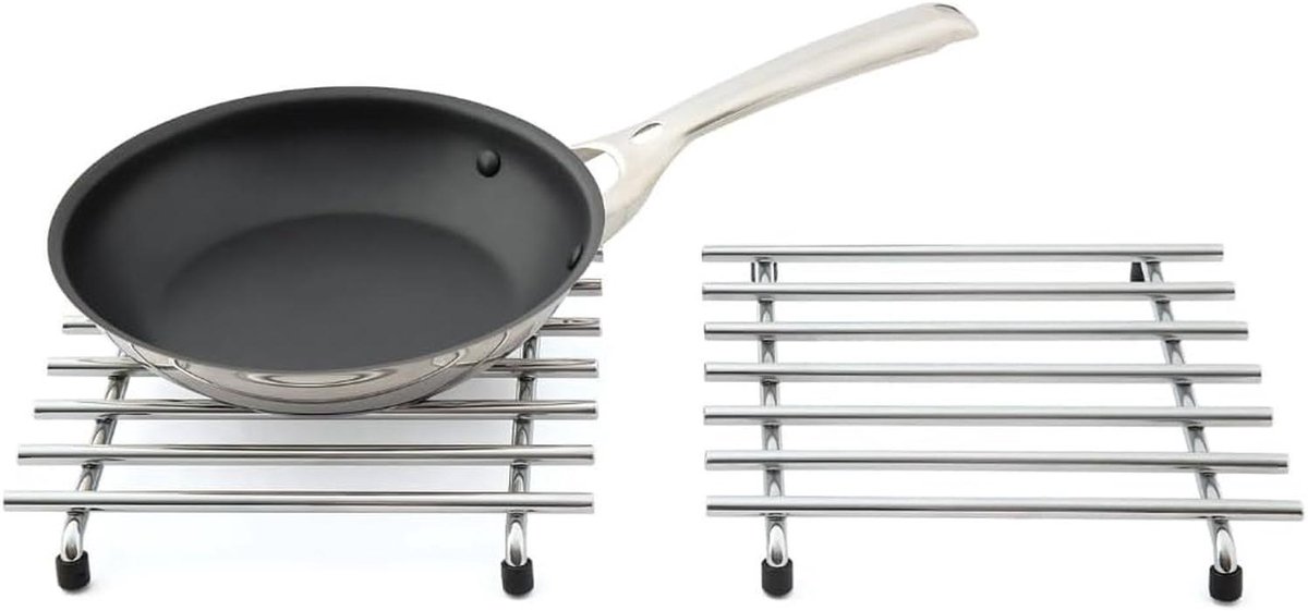 simplywire – Onderzetter – Set van 2 – Hittebestendig – Keukenbladbeschermers – Vierkant - Chroom