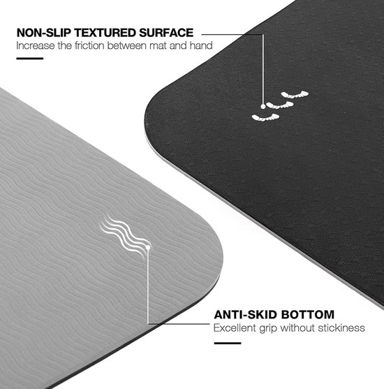 Grote yogamat voor mannen en vrouwen - 6'x4'x6mm, extra brede TPE fitnessmat voor thuisgymnastiektraining, antislip, perfect voor blote voeten oefeningen (yoga, pilates, stretching, meditatie) — afbeelding 3