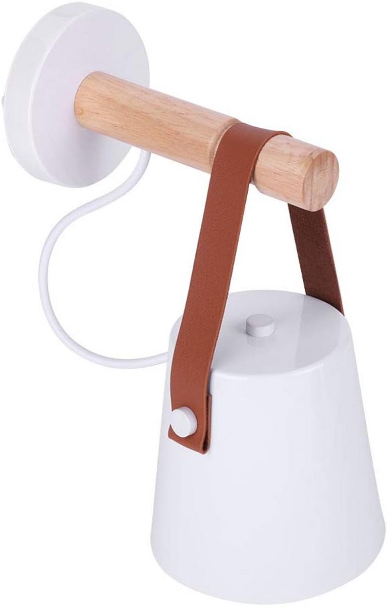 Moderne Houten LED Wandlamp met IJzeren Accent - E27 Fitting voor Woonkamer, Slaapkamer, Gang