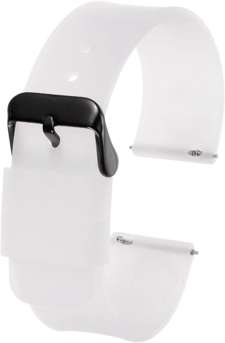 Siliconen horlogebandje - Horlogeband 20mm - Snelsluiting - Zwart - Rubberen band - Reserveband voor mannen en vrouwen - Transparant - Geschikt voor Smartwatch
