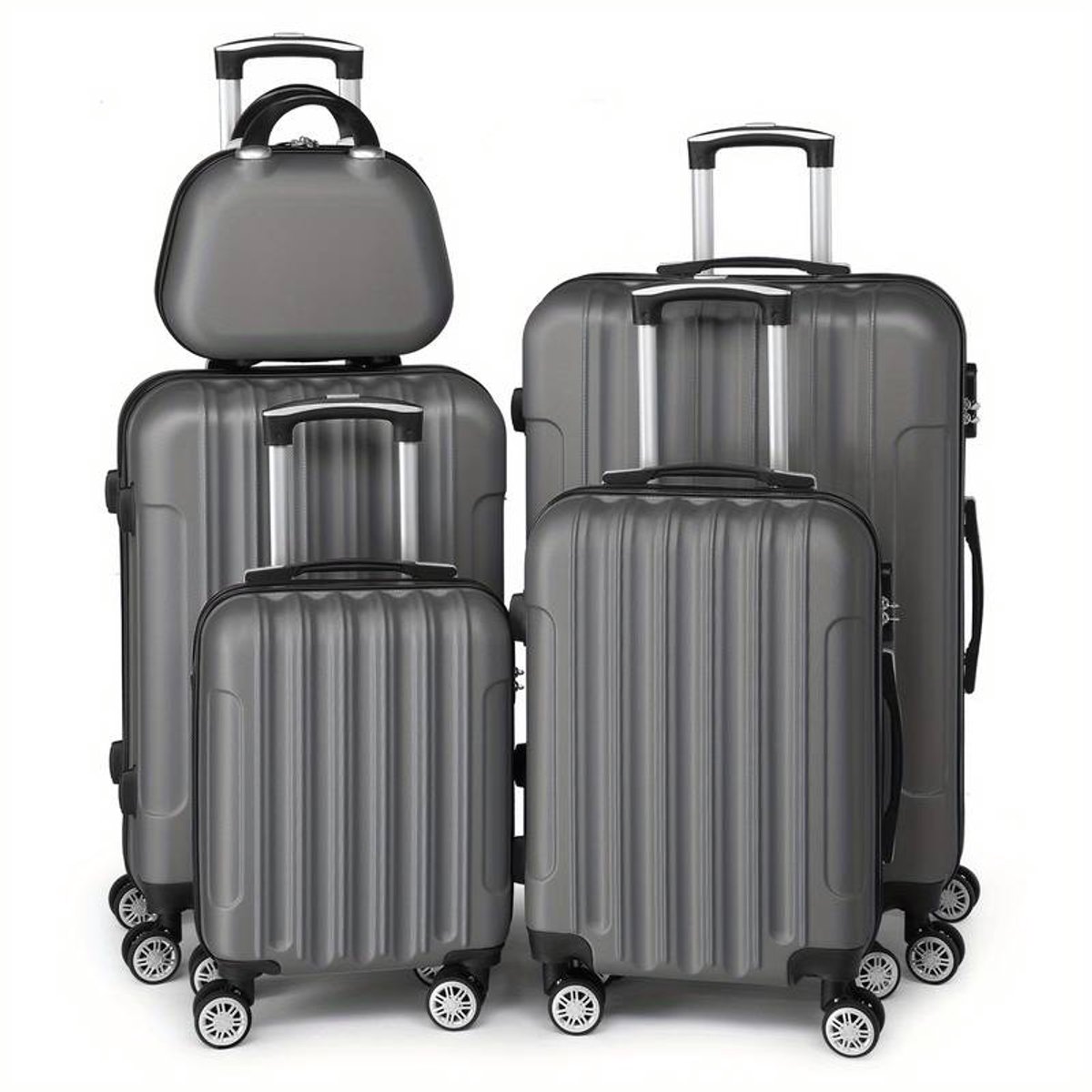 5-delige Kofferset van ABS – Lichtgewicht Harde Koffers met 360° Spinner Wielen – Handbagage & Ruimbagage (12/16/20/24/28 Inch) – Ideaal voor Reizen & Zaken