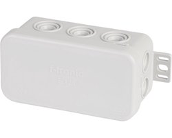 Aftakdoos voor Vochtige Ruimtes - IP54, 85 x 44 x 40 mm, Grijs, Geschikt voor Tot 12 Kabelinvoeringen