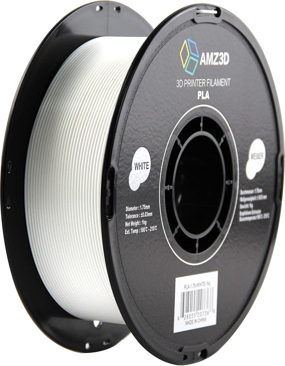 Wit PLA 1.75mm 3D-Printerfilament 1kg Spoel Nauwkeurigheid +/- 0.03mm