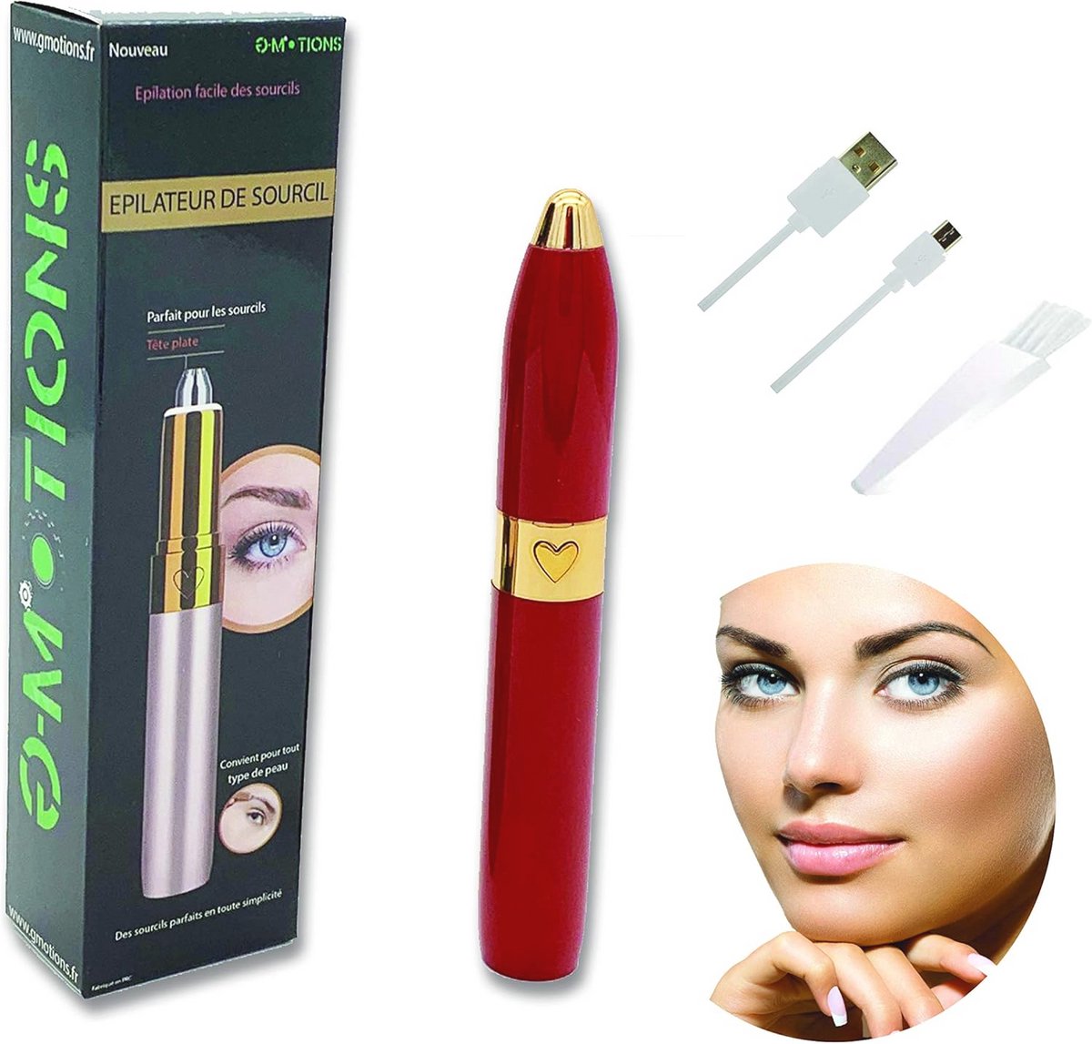 Elektrische wenkbrauwsnijder voor gezichtdons en lippenhaar met geïntegreerde LED verlichting - Geurloos en USB-oplaadbaar