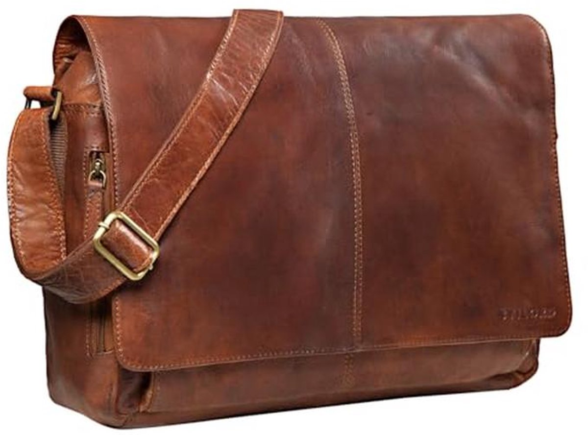Vintage Leren Schoudertas voor Laptop 15.6 Inch - Unisex Bedrijfstas
